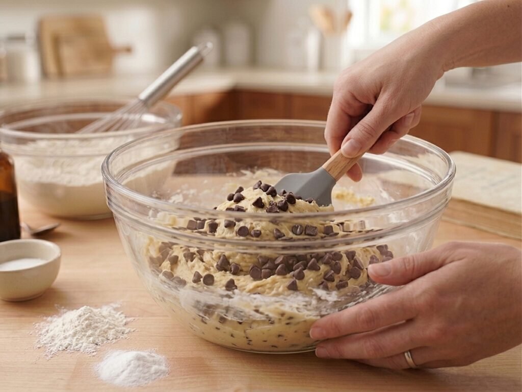 Classic Chocolate Chip Cookies - Fold in the chocolate chips by hand