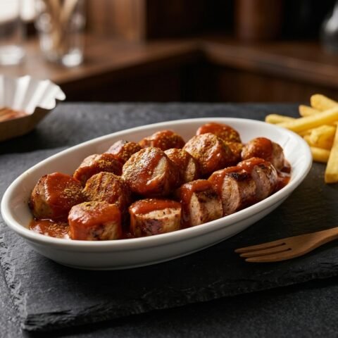 homemade German Currywurst