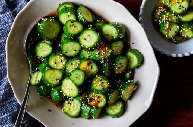 Crisp Cucumber Sesame Salad with Rice Vinegar