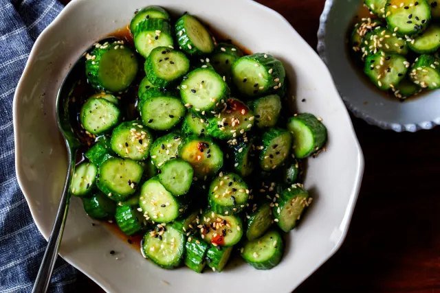 Crisp Cucumber Sesame Salad with Rice Vinegar