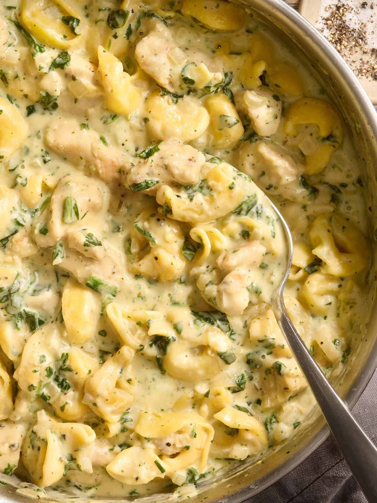 Quick Creamy Chicken Tortellini Skillet Dinner
